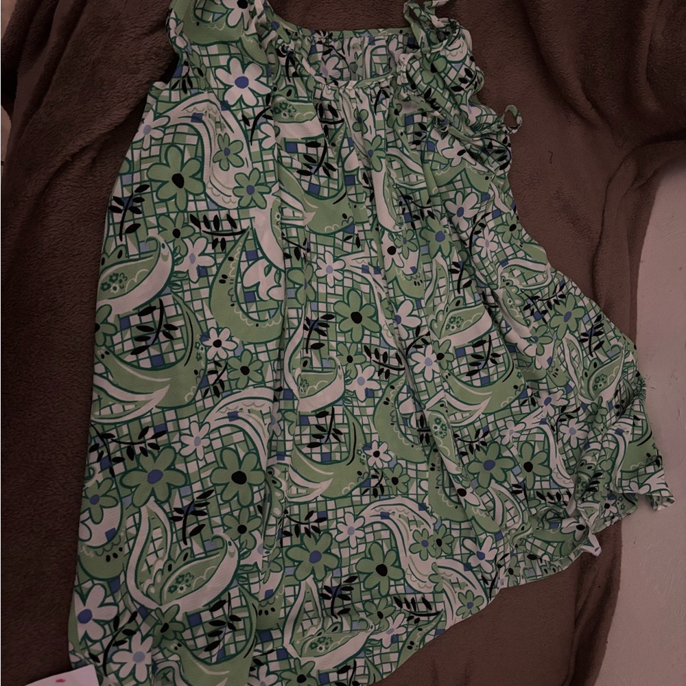 Green Floral Patterned tank top